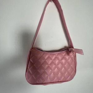 Pink diamond stitch handbag